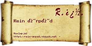 Rein Árpád névjegykártya